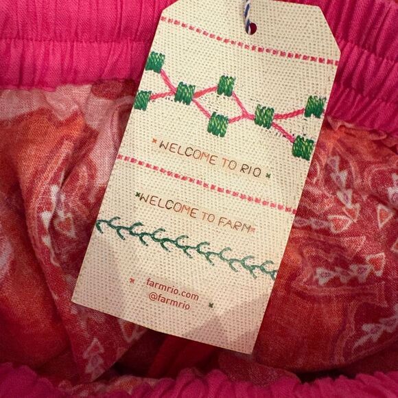 NWT Farm Rio x Anthropologie Linen Blend Drawstring Shorts Medium - Picture 8 of 9